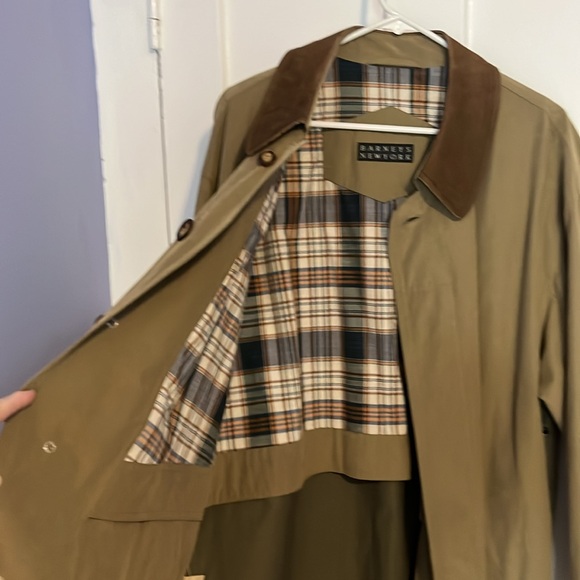 NWT vintage Barney’s NY men’s dark tan trench cost with brown collar - Picture 7 of 15